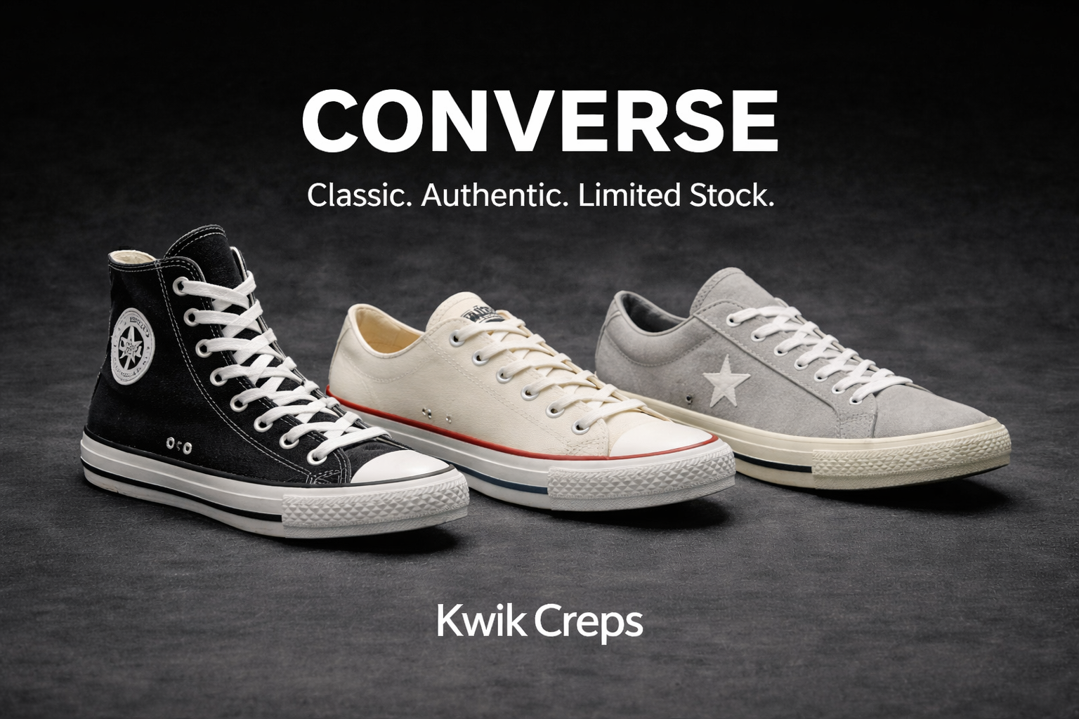 Converse trainers in Worthing at Kwik Creps sneaker store featuring Chuck Taylor All Star and platform styles – authentic brand new Converse available in Worthing